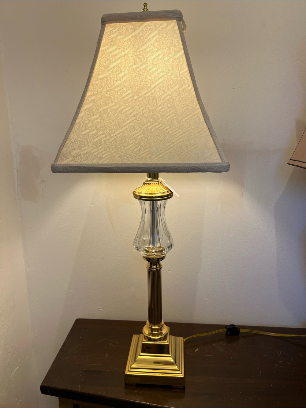 Waterford Gold and Cream Decorative Table Lamp with Crystal Accent